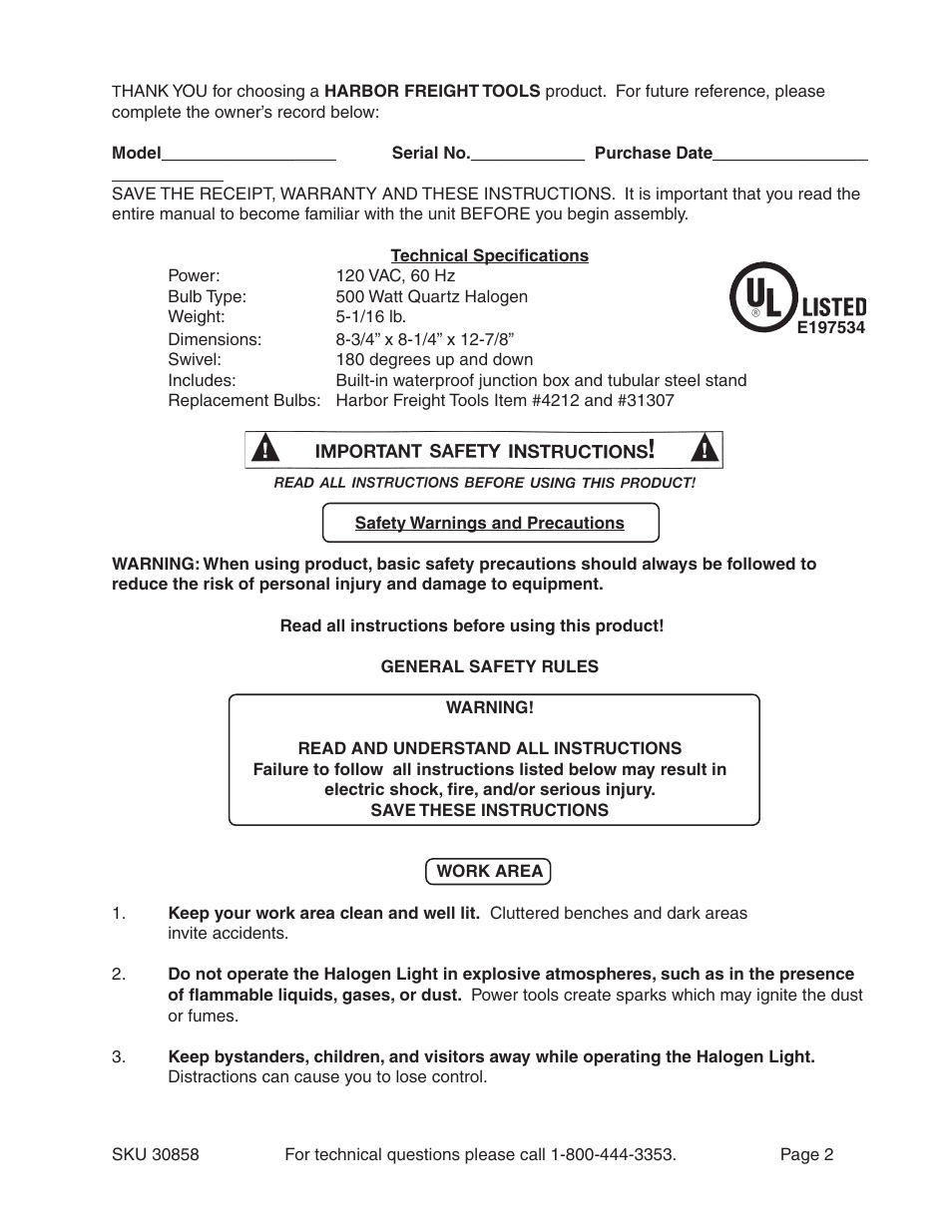 Chicago Electric 30858 User Manual | Page 2 / 10