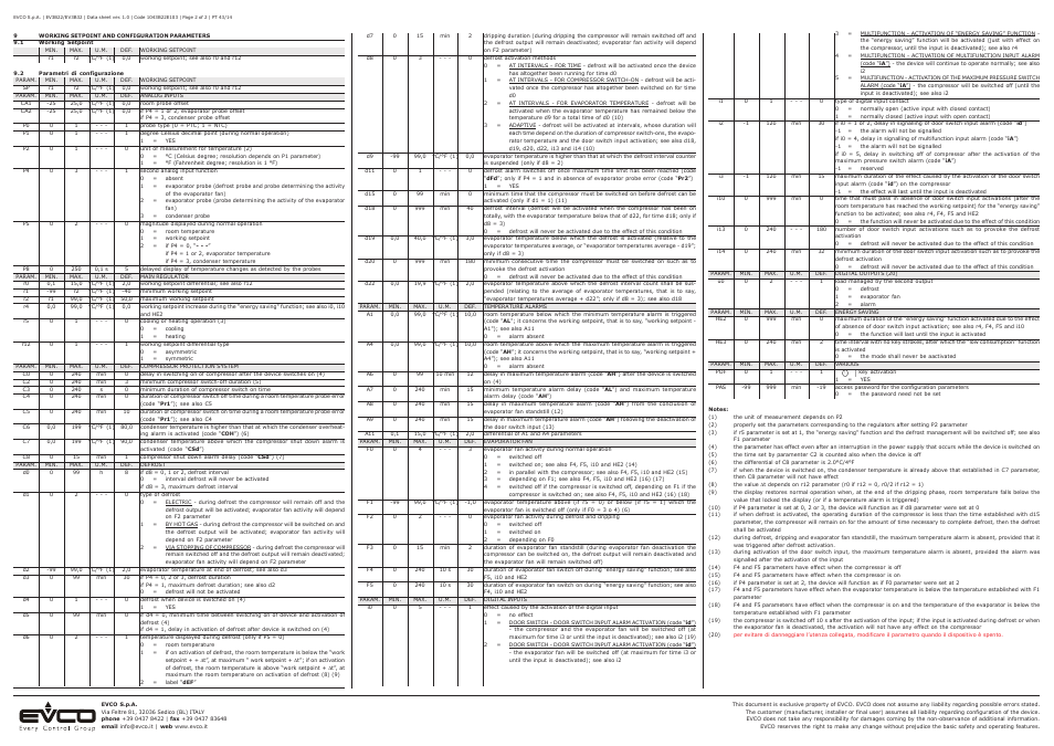EVCO EV3B32N7 User Manual | Page 2 / 2