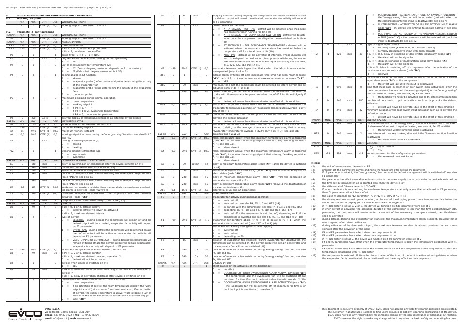 EVCO EV3B33N7 User Manual | Page 2 / 2