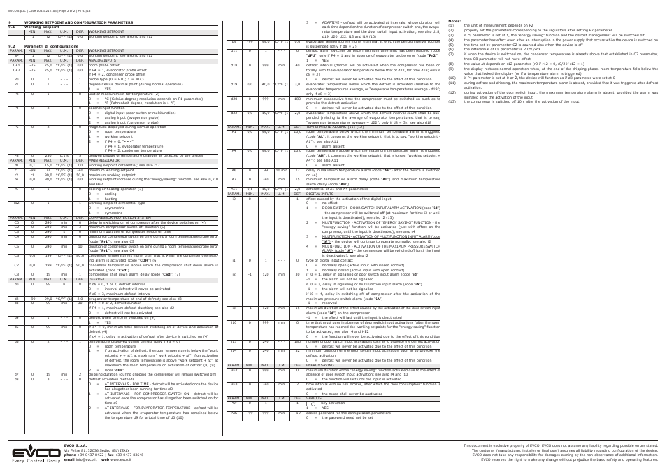 EVCO EV3X21N7 User Manual | Page 2 / 2