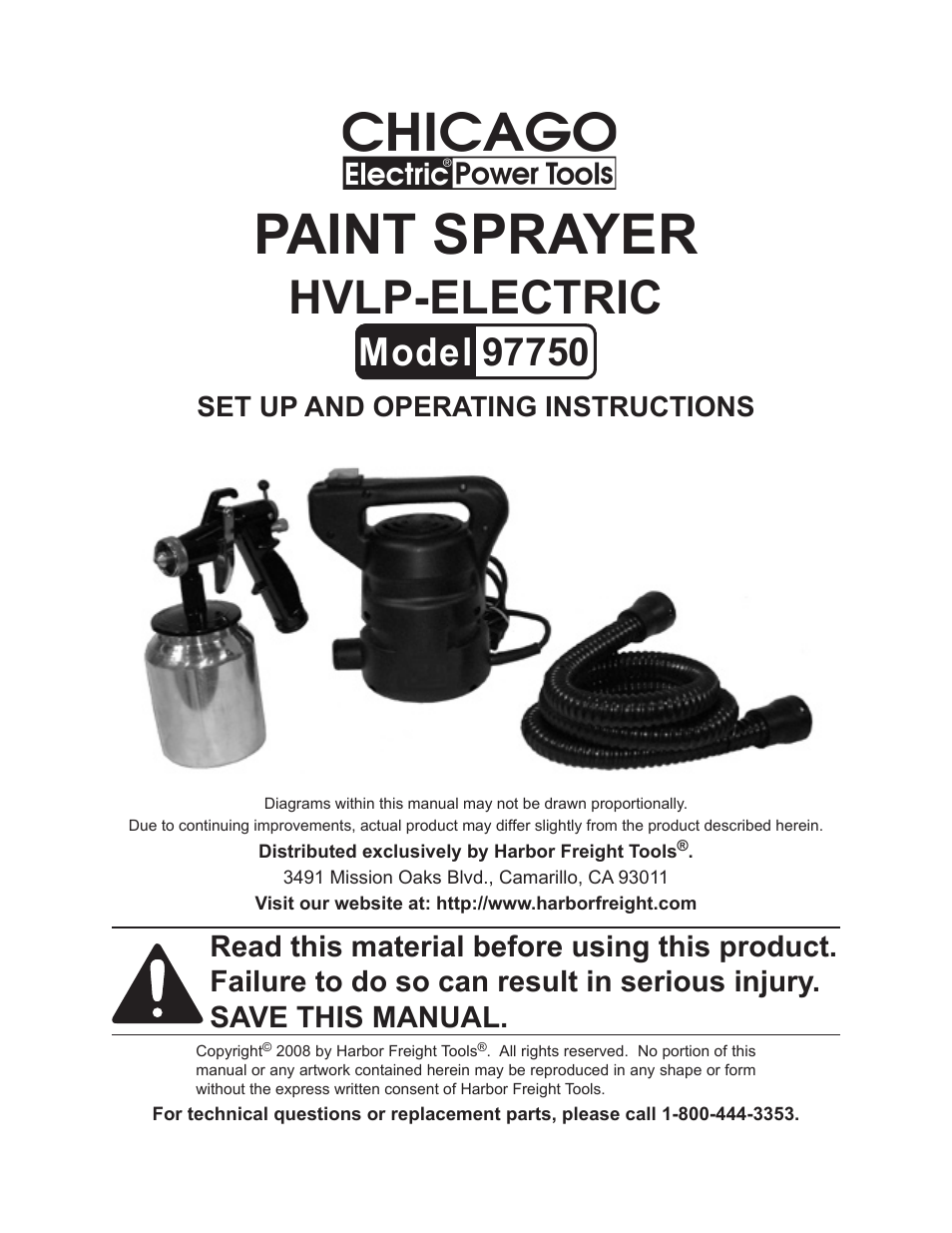 Chicago Electric HVLP-ELECTRIC 97750 User Manual | 16 pages