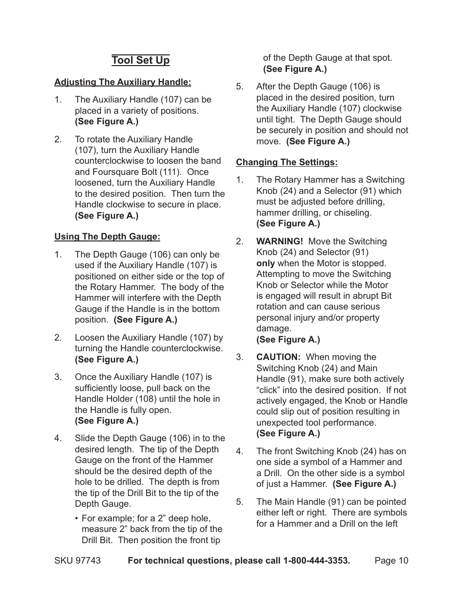 Chicago Electric Rotary Hammer 97743 User Manual | Page 10 / 18