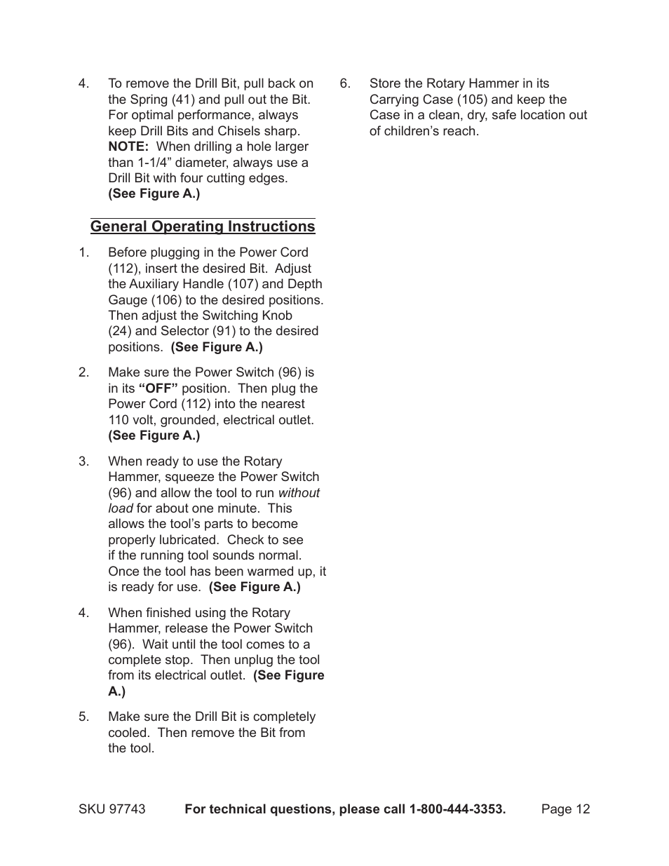 Chicago Electric Rotary Hammer 97743 User Manual | Page 12 / 18