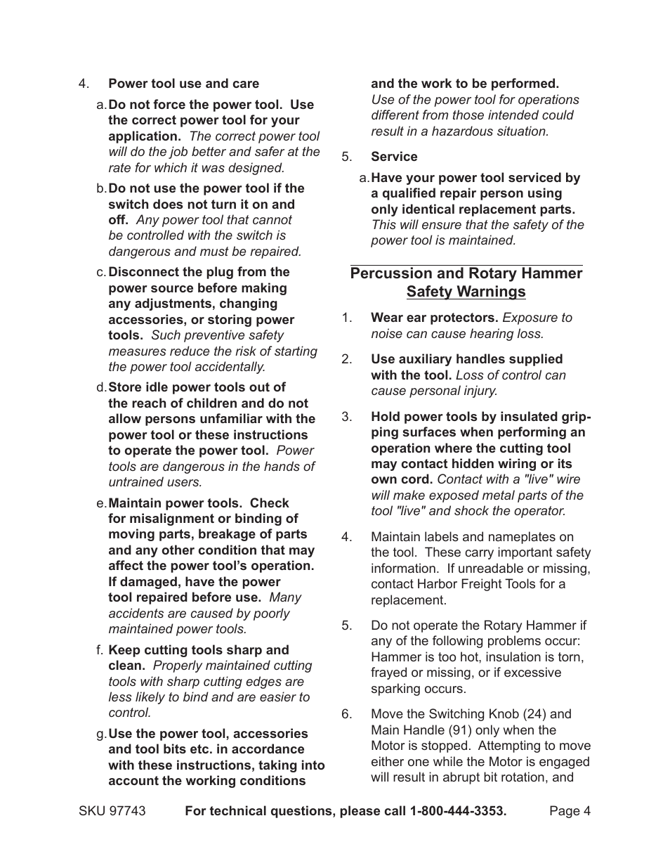 Chicago Electric Rotary Hammer 97743 User Manual | Page 4 / 18