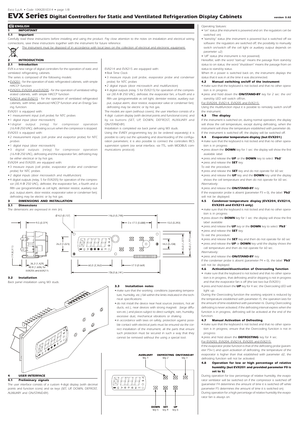 EVCO EVX215N7 User Manual | 8 pages