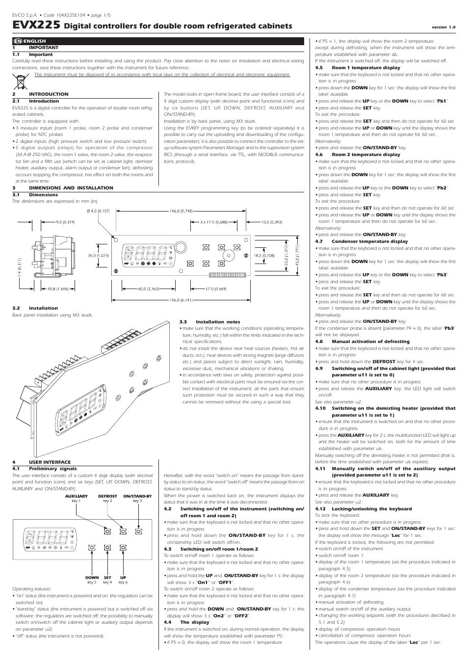 EVCO EVX225N7 User Manual | 6 pages