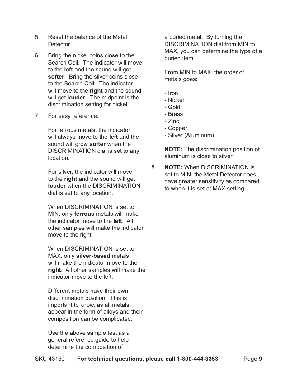 Chicago Electric 43150 User Manual | Page 9 / 13