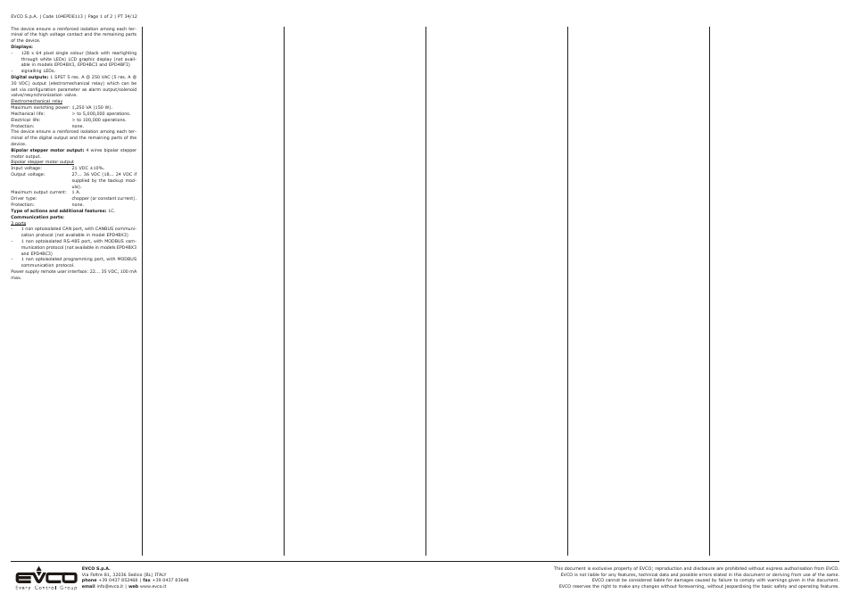 EVCO EPD4DF3 User Manual | Page 2 / 2