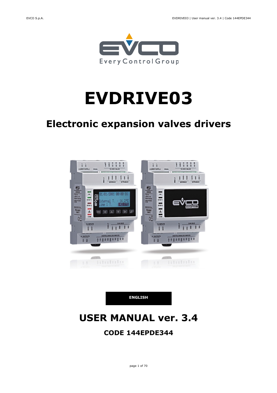 EVCO EPD4DF3 Installer manual User Manual | 70 pages