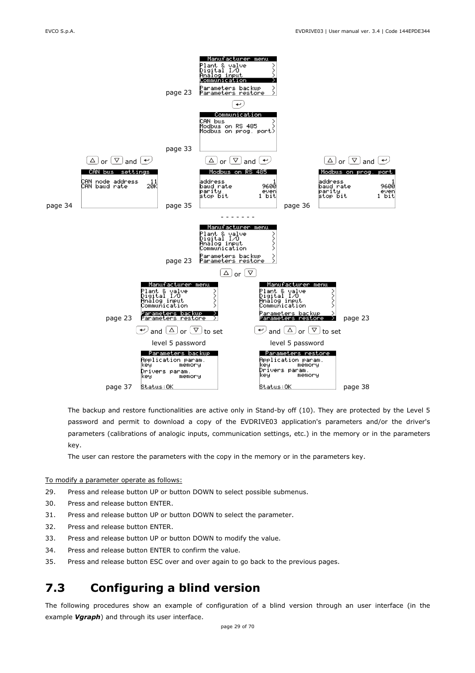 3 configuring a blind version | EVCO EPD4DF3 Installer manual User Manual | Page 29 / 70