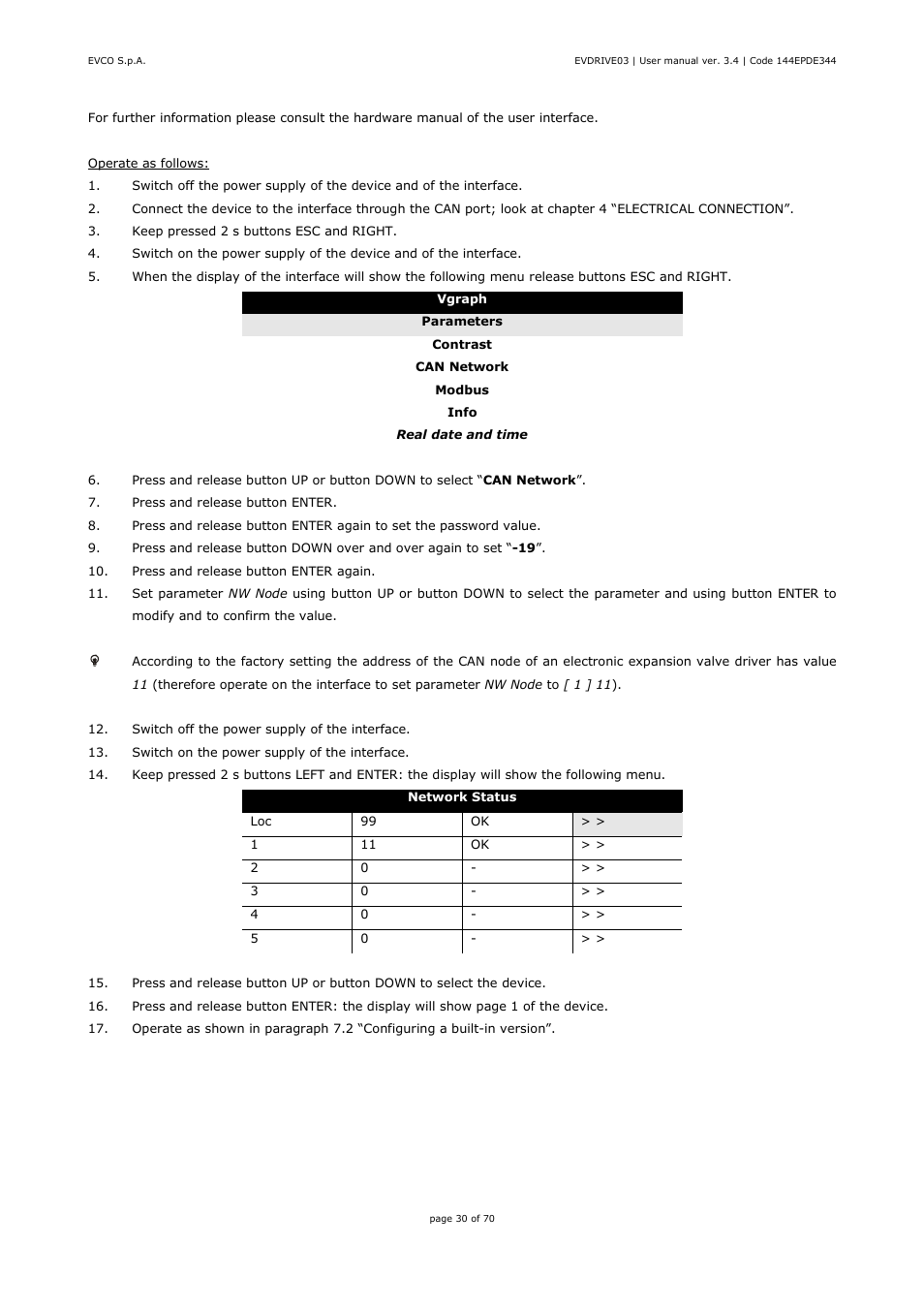 EVCO EPD4DF3 Installer manual User Manual | Page 30 / 70