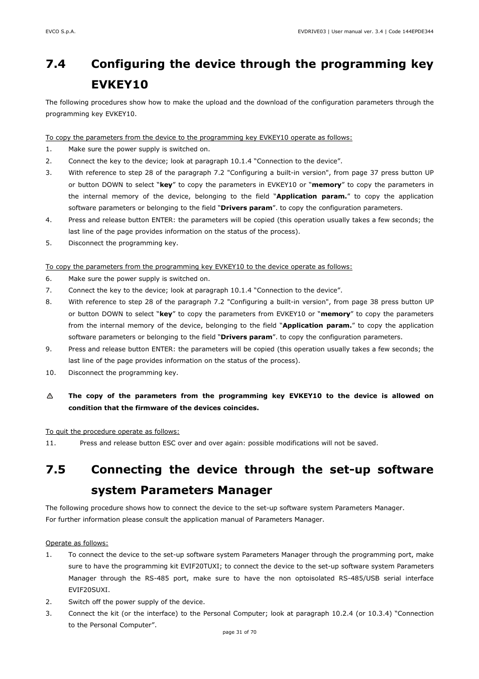 EVCO EPD4DF3 Installer manual User Manual | Page 31 / 70