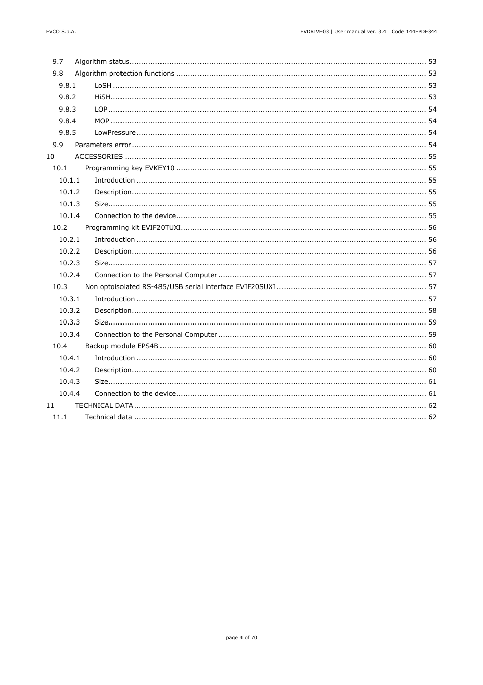 EVCO EPD4DF3 Installer manual User Manual | Page 4 / 70