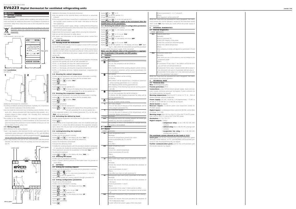 EVCO EV6223P7 User Manual | 2 pages