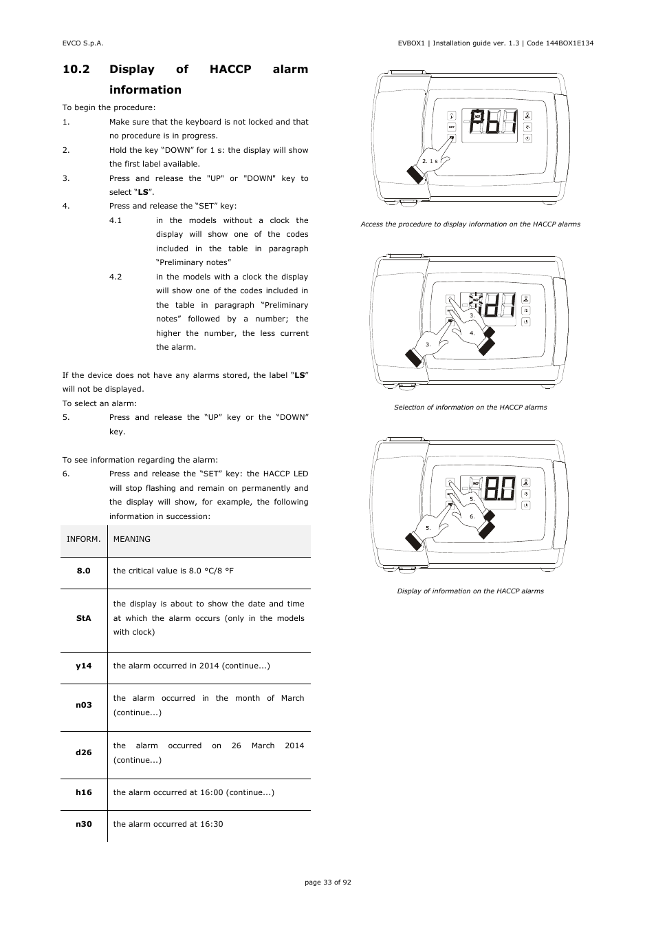 EVCO EVB1256N9D User Manual | Page 33 / 92