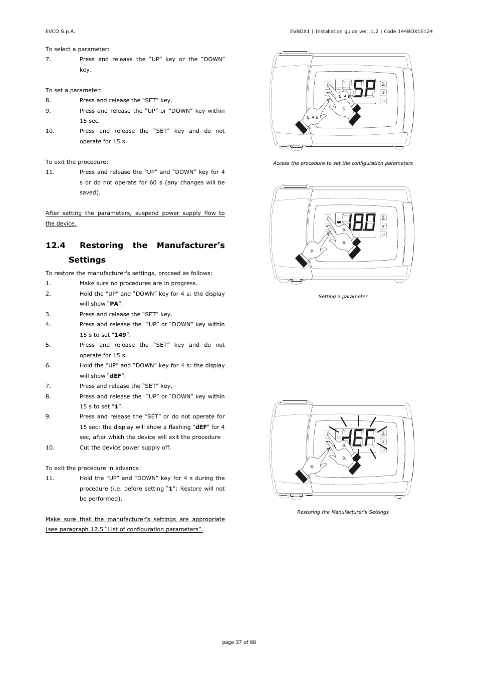 EVCO EVB1256N9 User Manual | Page 37 / 88