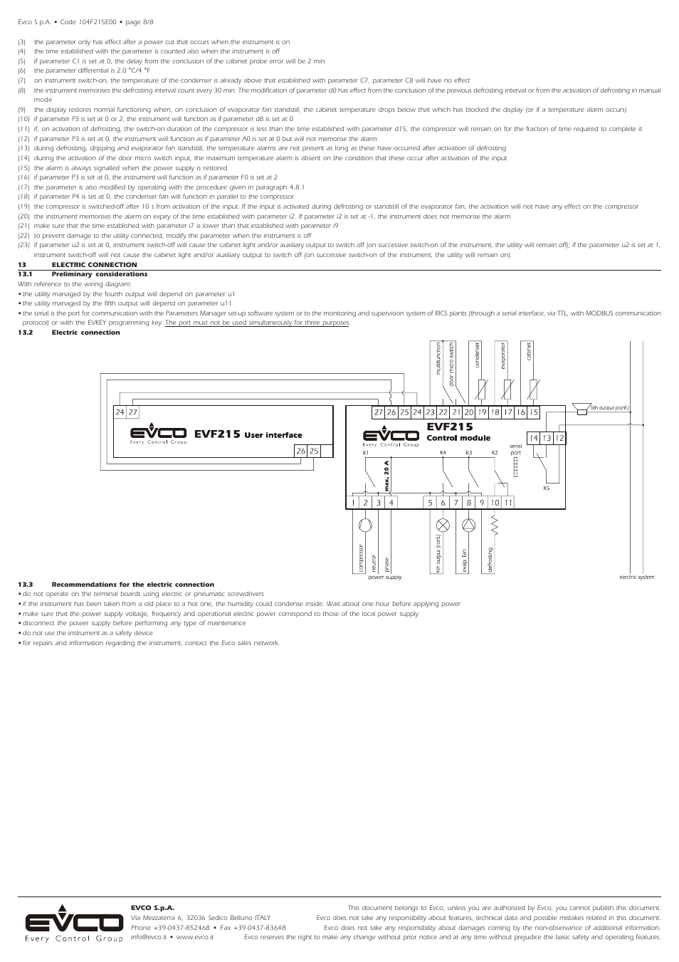 EVCO EVF215N9 User Manual | Page 8 / 8