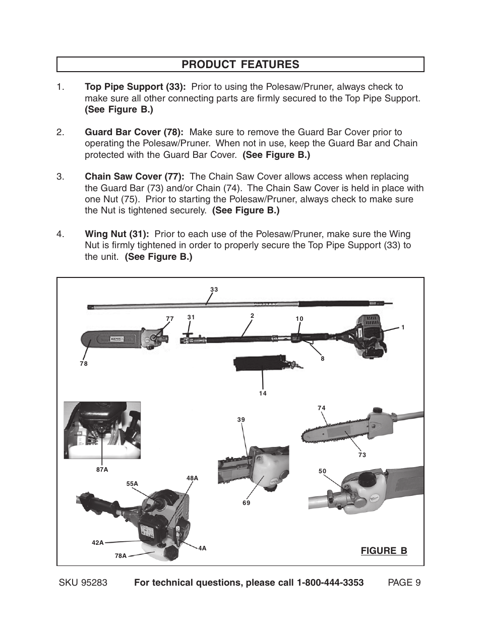 Product features, Figure b | Chicago Electric 95283 User Manual | Page 9 / 23