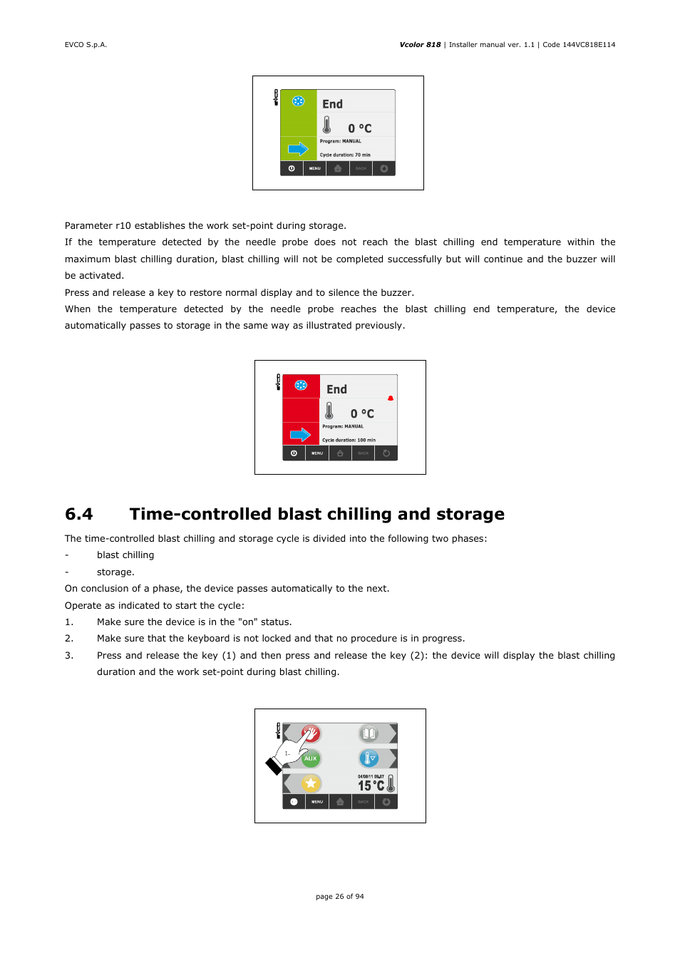 4 time-controlled blast chilling and storage | EVCO EVCSR818P9EF User Manual | Page 26 / 94