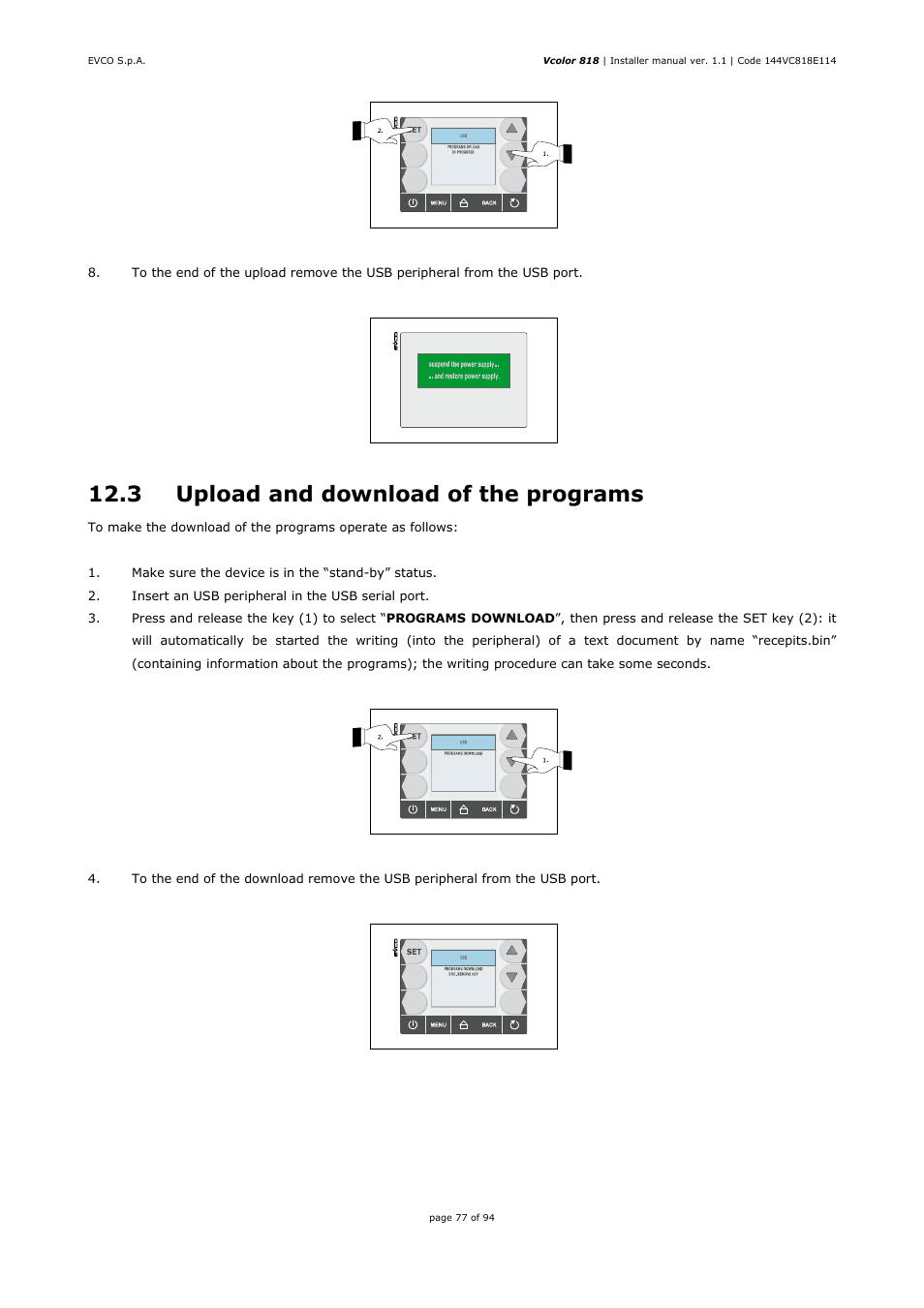 3 upload and download of the programs | EVCO EVCSR818P9EF User Manual | Page 77 / 94