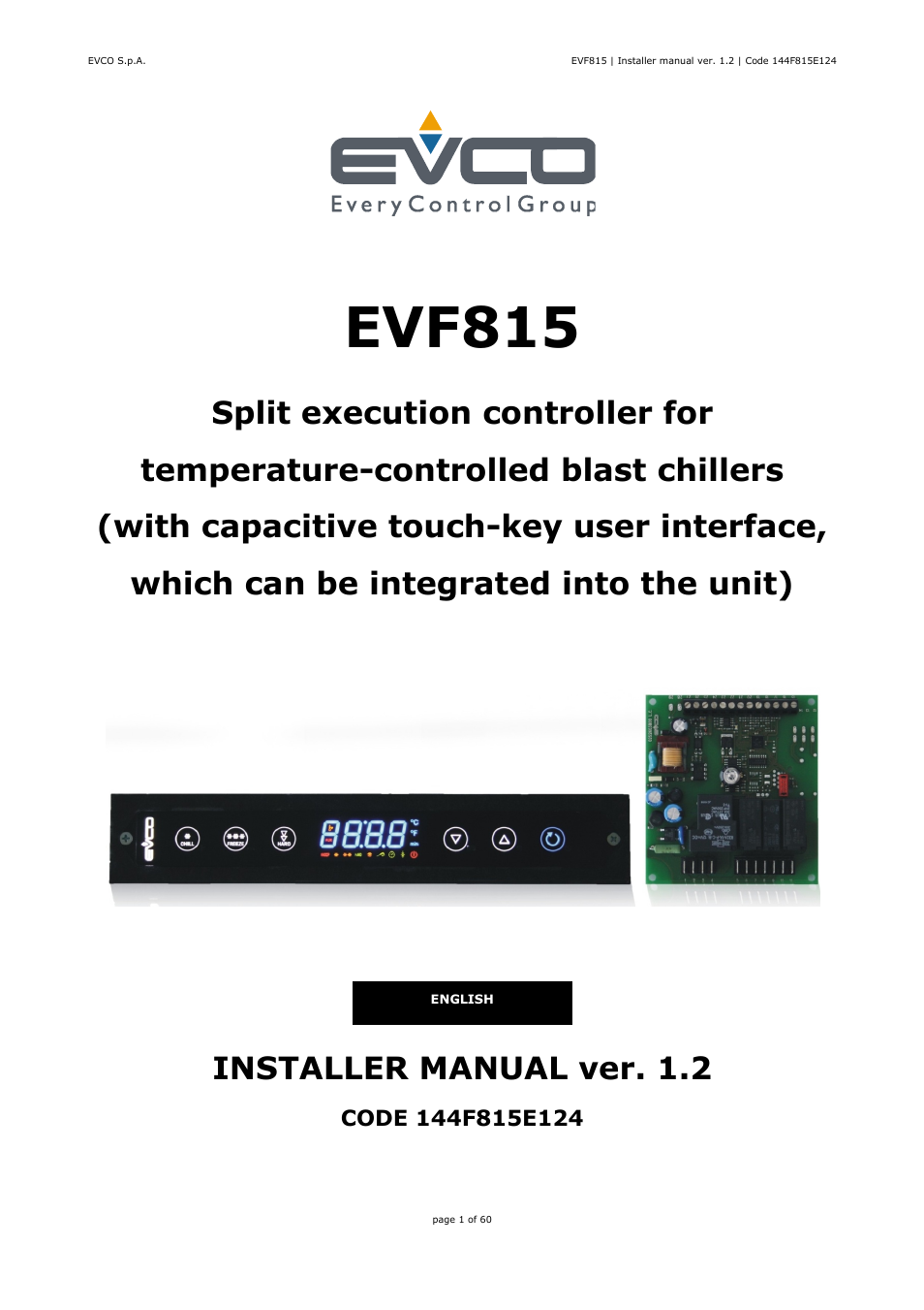 EVCO EVF815P9 User Manual | 60 pages