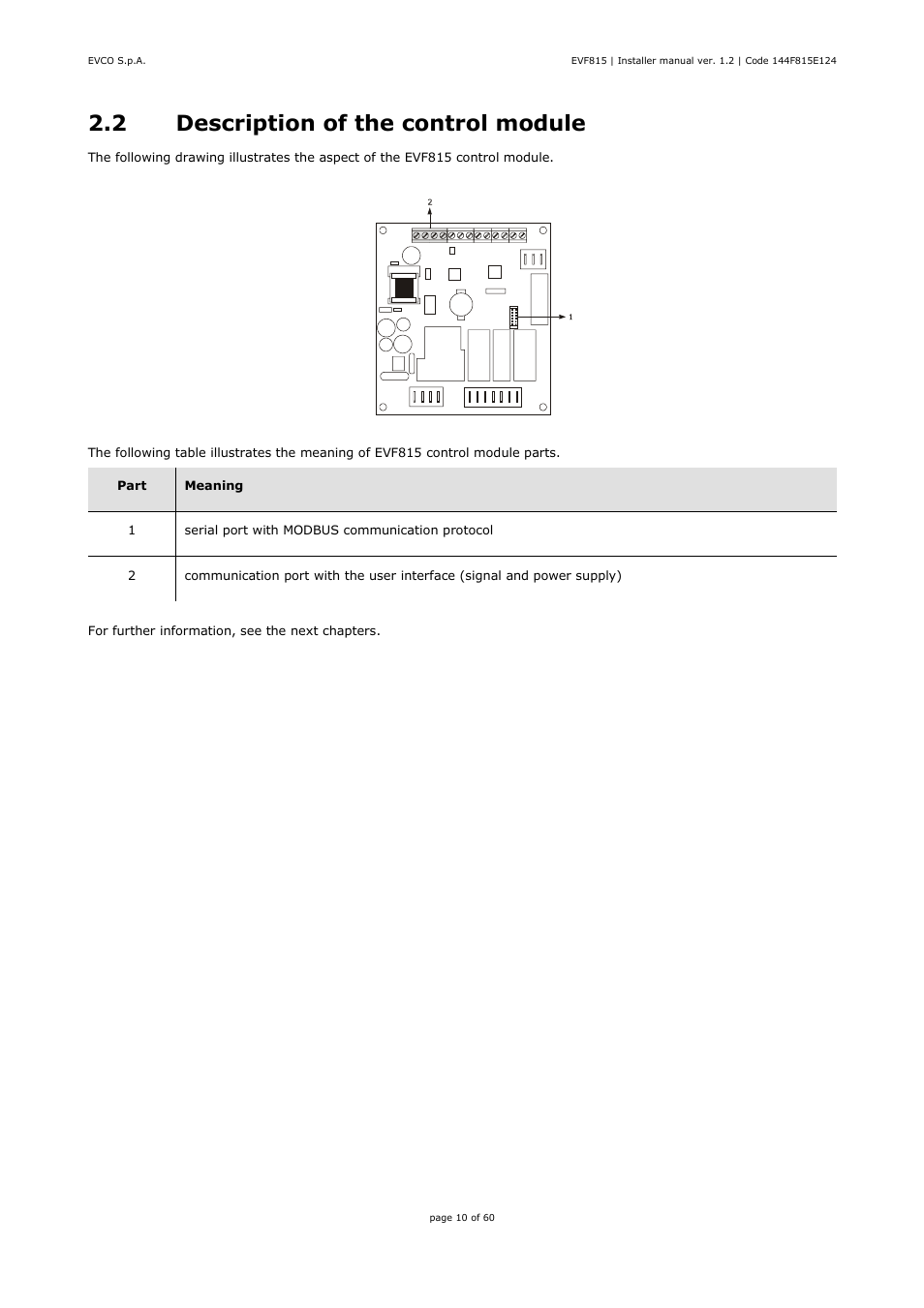 2 description of the control module | EVCO EVF815P9 User Manual | Page 10 / 60