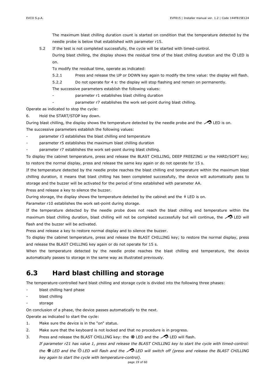 3 hard blast chilling and storage | EVCO EVF815P9 User Manual | Page 19 / 60