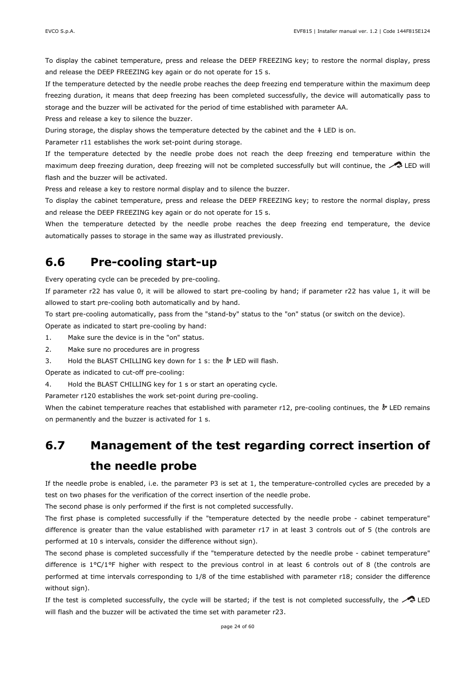 6 pre-cooling start-up | EVCO EVF815P9 User Manual | Page 24 / 60