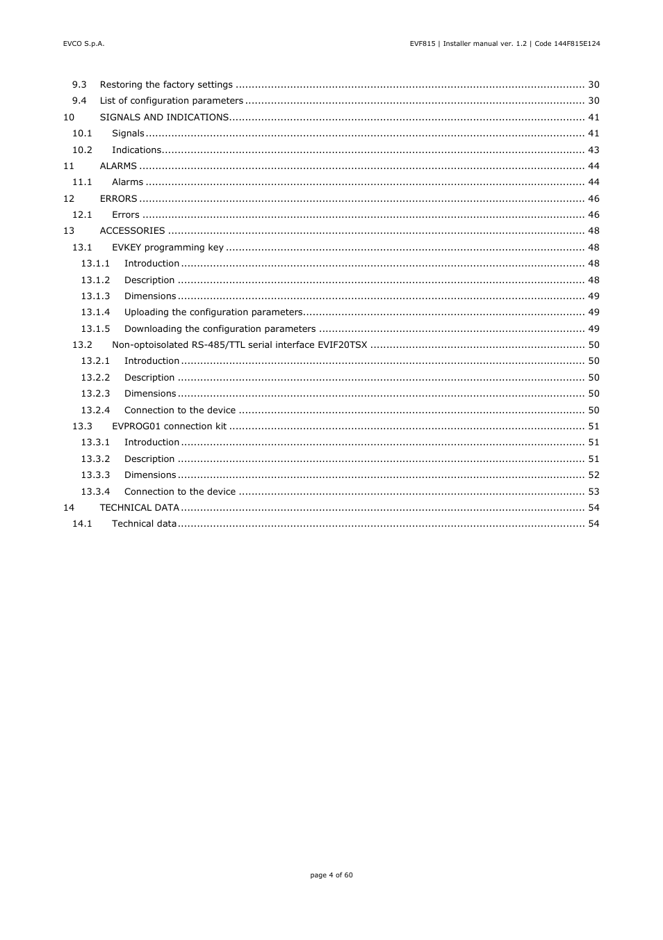 EVCO EVF815P9 User Manual | Page 4 / 60