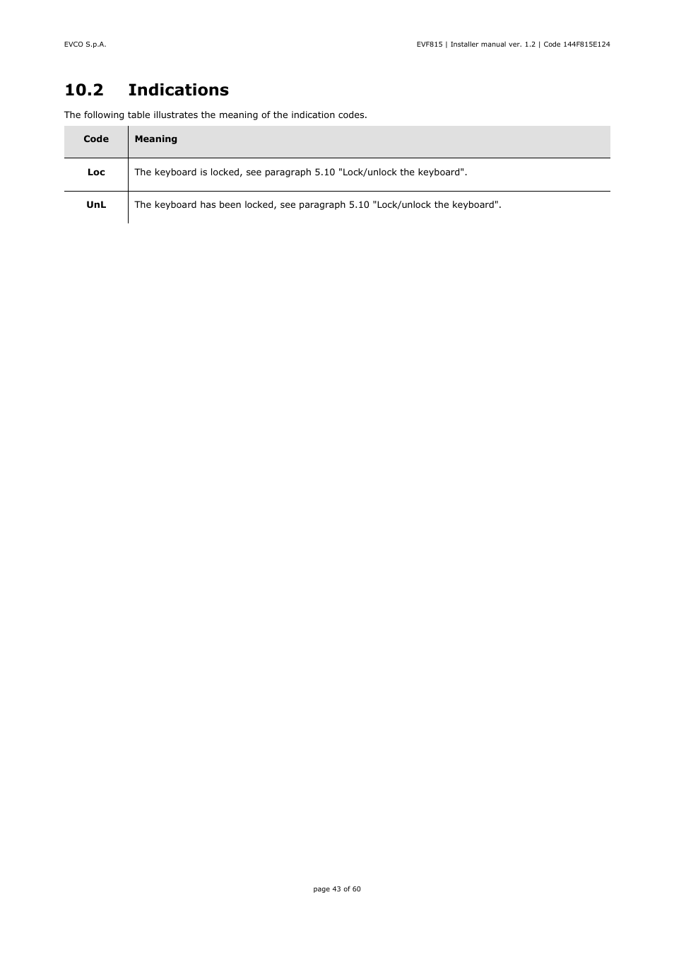 2 indications | EVCO EVF815P9 User Manual | Page 43 / 60