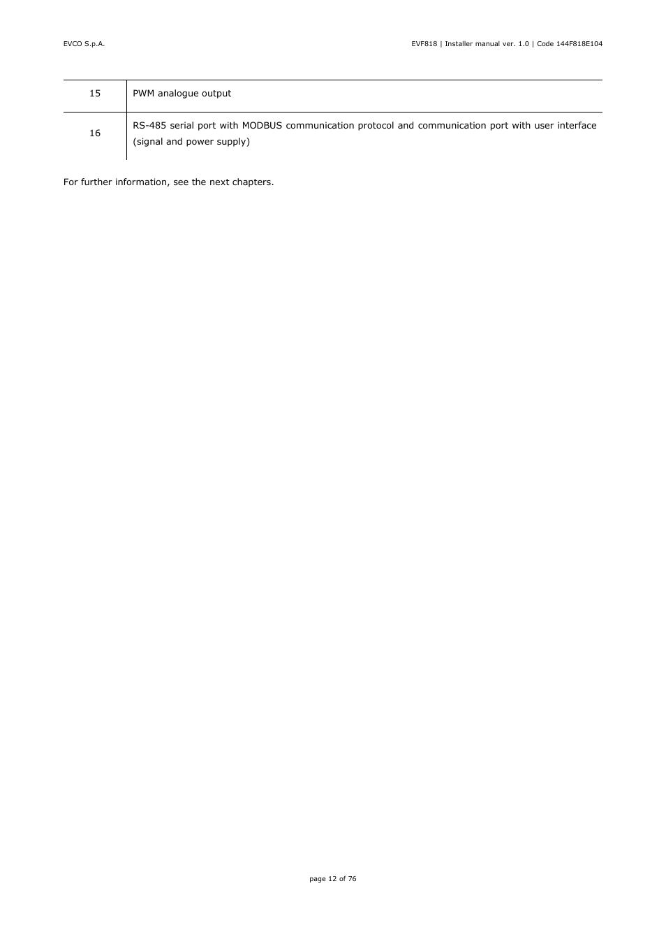 EVCO EVF818P9 User Manual | Page 12 / 76