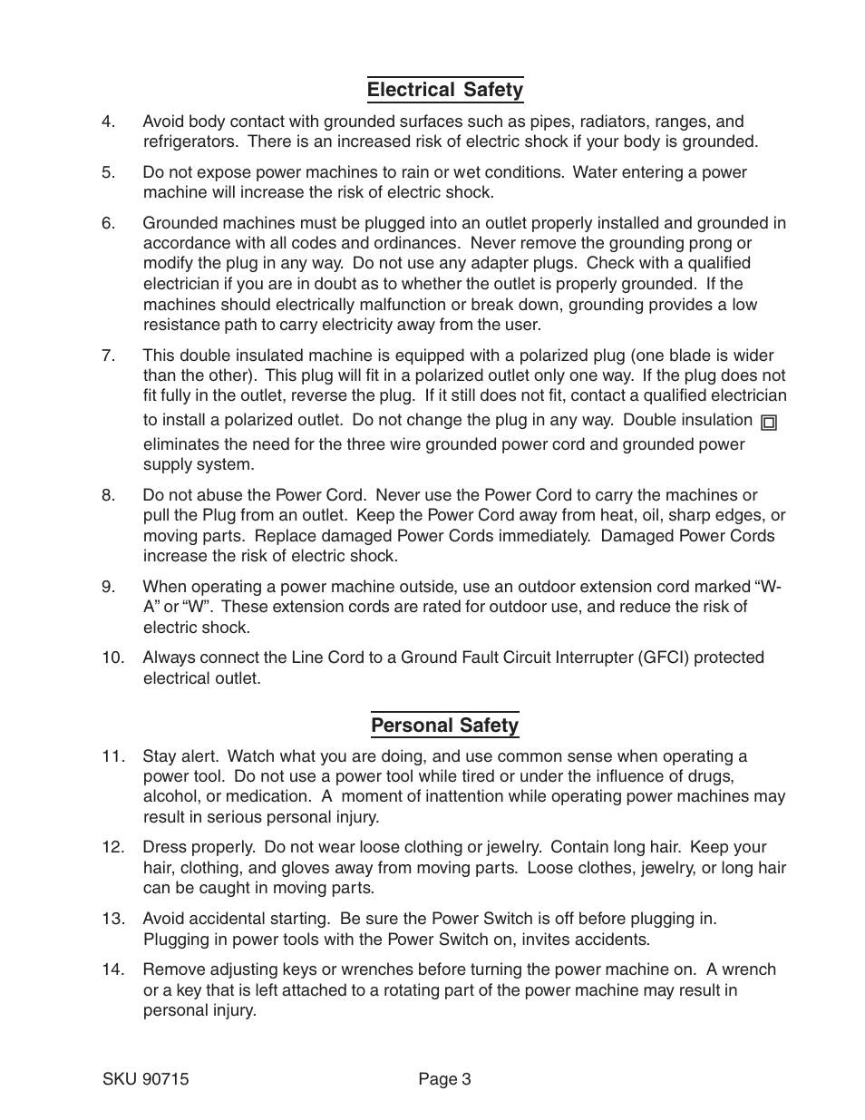 Chicago Electric 90715 User Manual | Page 3 / 42