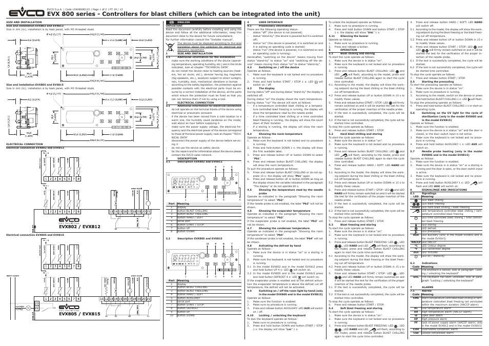 EVCO EVX815P7 Installer manual User Manual | 2 pages