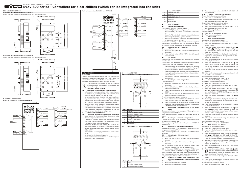 EVCO EVXV815P7 Installer manual User Manual | 2 pages