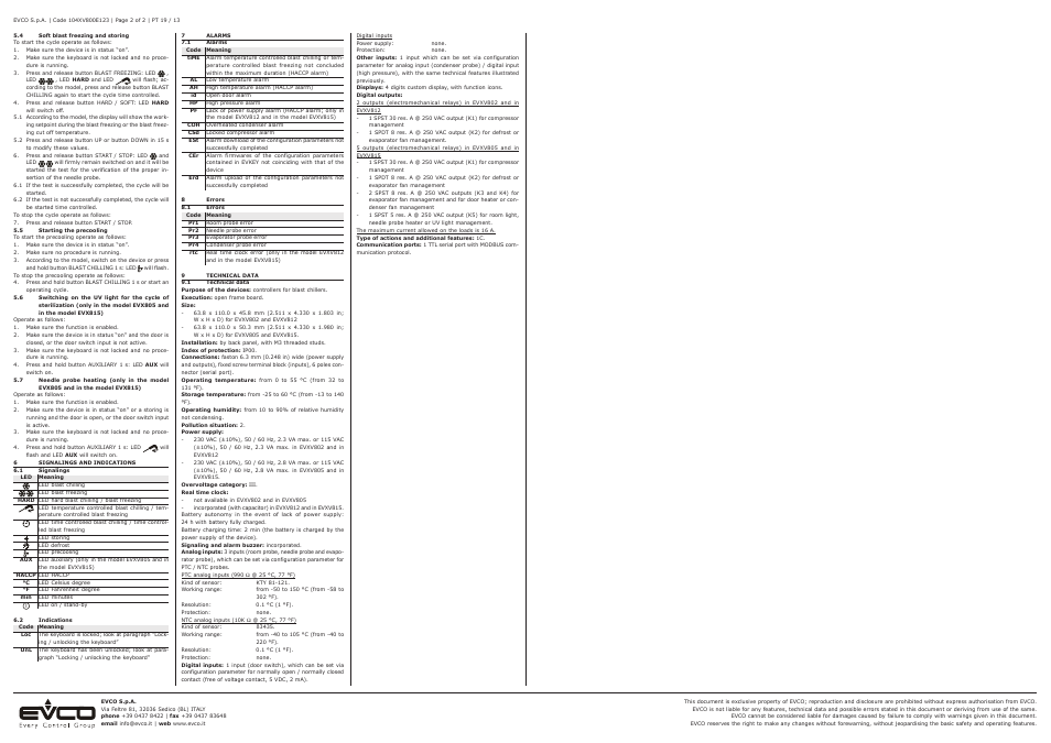 EVCO EVXV815P7 Installer manual User Manual | Page 2 / 2