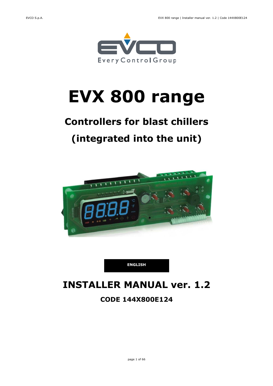 EVCO EVX815P7 Installer manual User Manual | 66 pages
