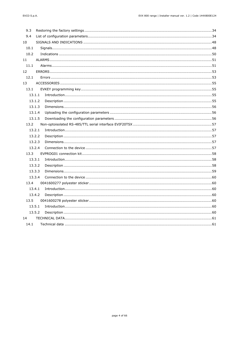 EVCO EVX815P7 Installer manual User Manual | Page 4 / 66