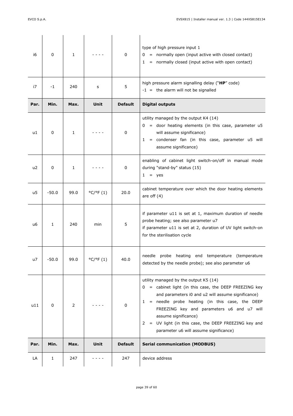 EVCO EVXS815P9 Installer manual User Manual | Page 39 / 60