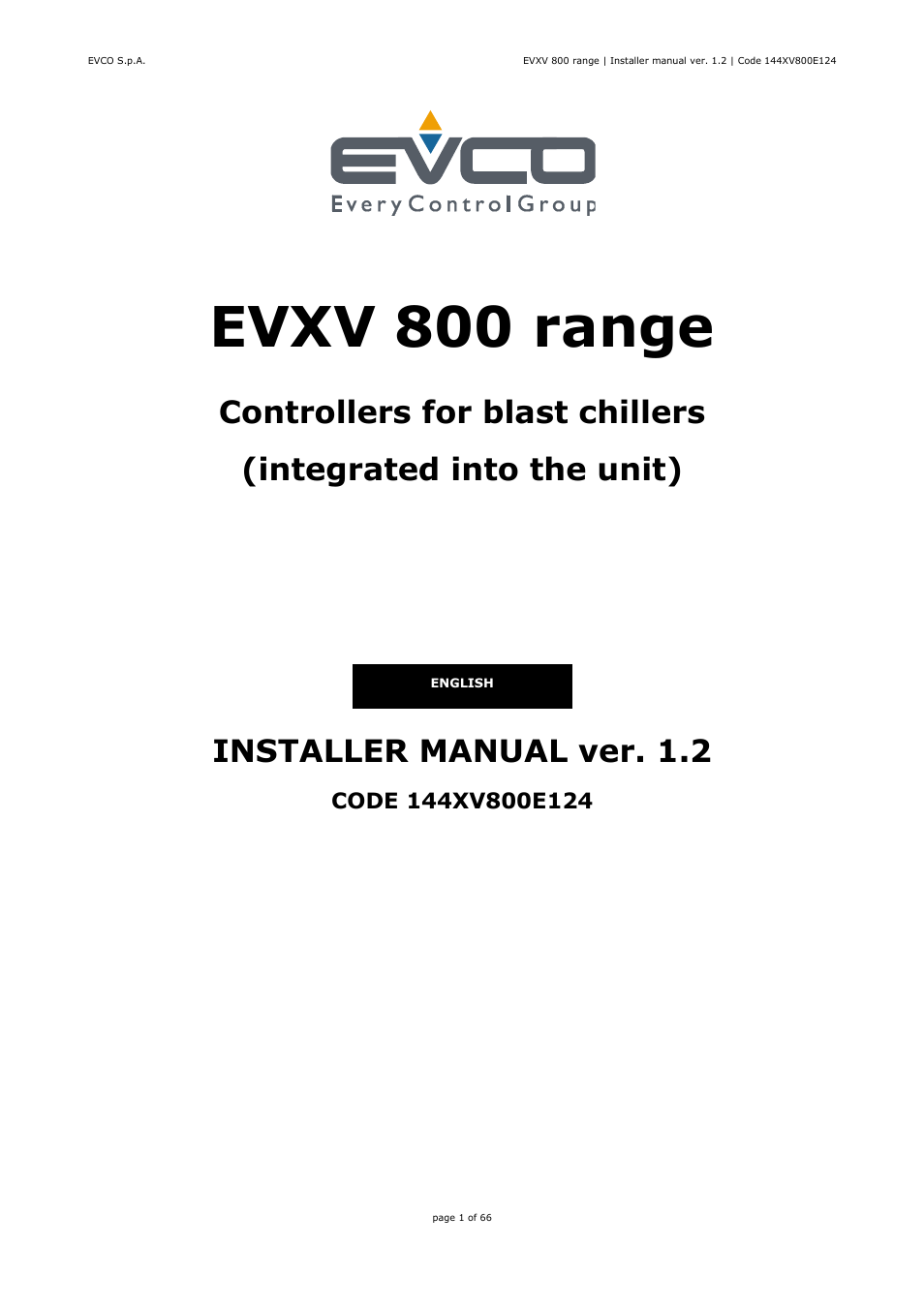 EVCO EVXV815P7 Installer manual User Manual | 66 pages