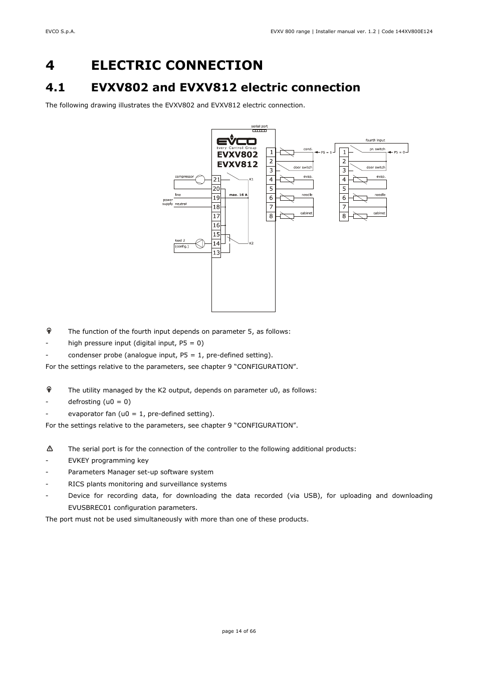 4electric connection | EVCO EVXV815P7 Installer manual User Manual | Page 14 / 66