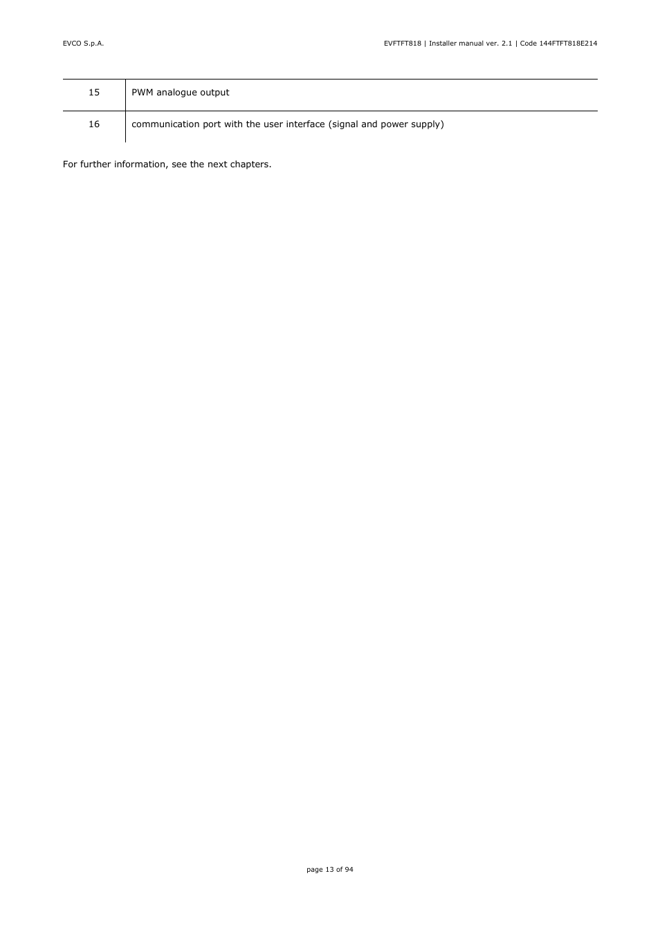 EVCO EVFTFT818P7U Installer manual User Manual | Page 13 / 94