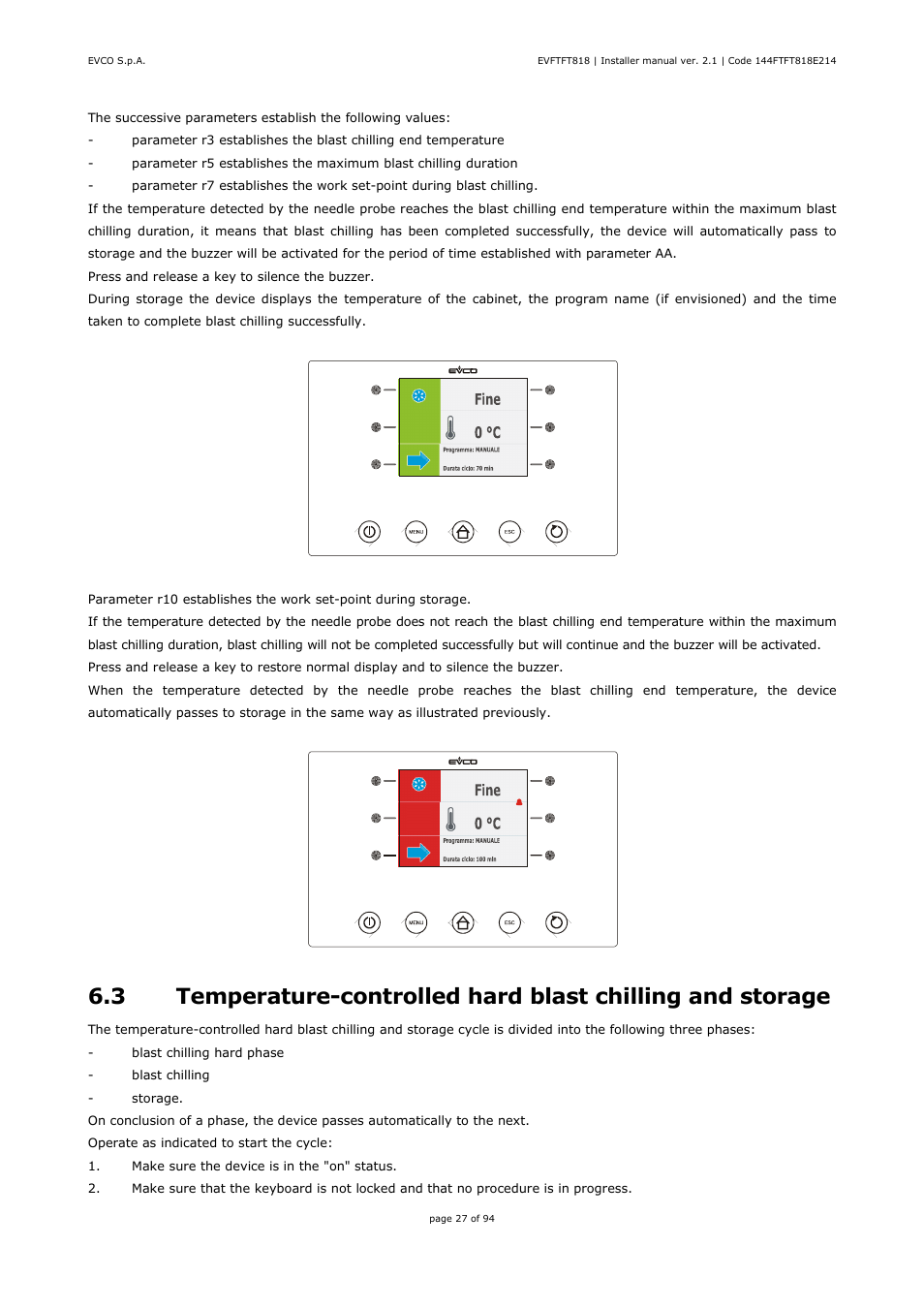 EVCO EVFTFT818P7U Installer manual User Manual | Page 27 / 94