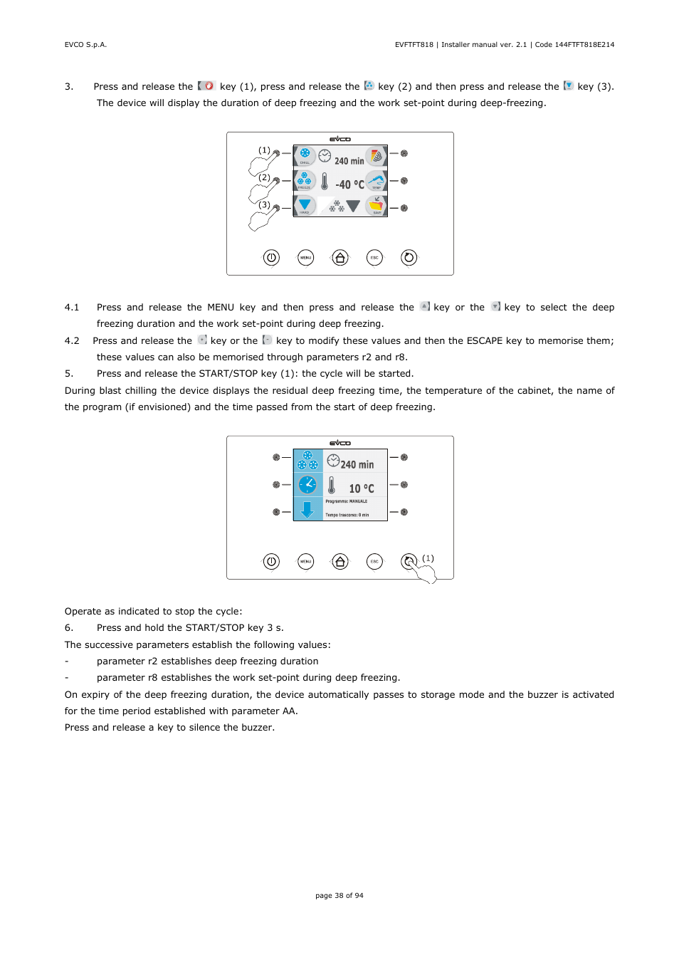 EVCO EVFTFT818P7U Installer manual User Manual | Page 38 / 94