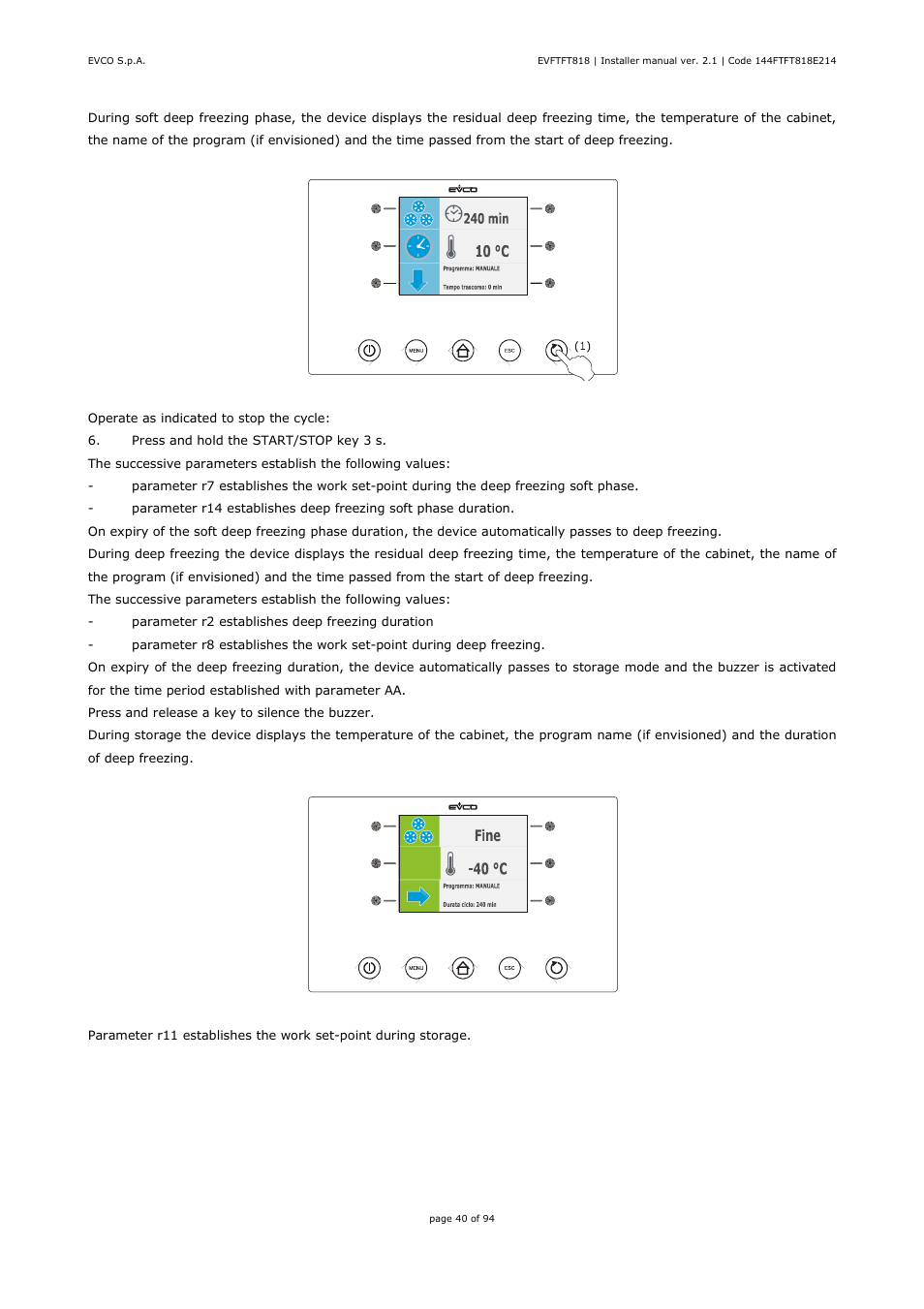 EVCO EVFTFT818P7U Installer manual User Manual | Page 40 / 94