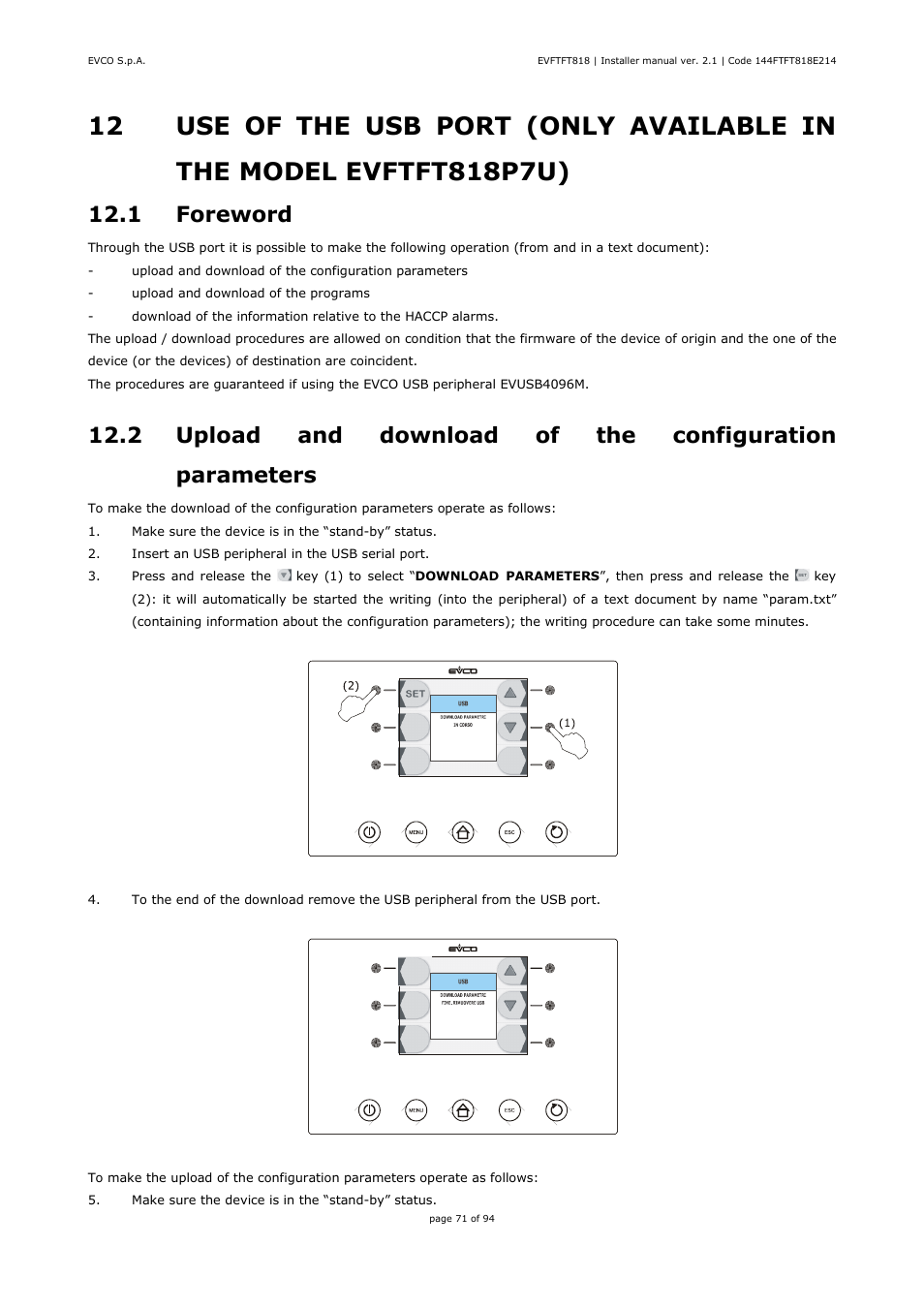 1 foreword | EVCO EVFTFT818P7U Installer manual User Manual | Page 71 / 94