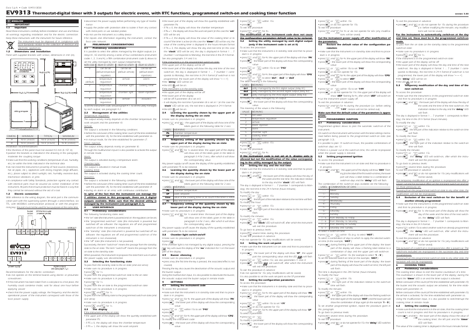 EVCO EV9313J9 User Manual | 2 pages