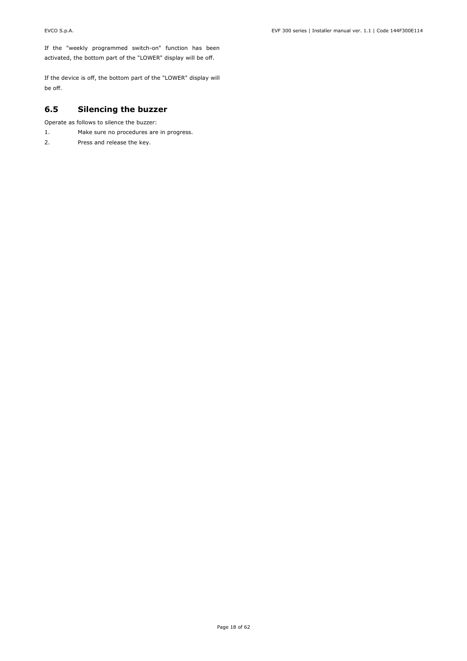 5 silencing the buzzer | EVCO EVF328J9 User Manual | Page 18 / 62