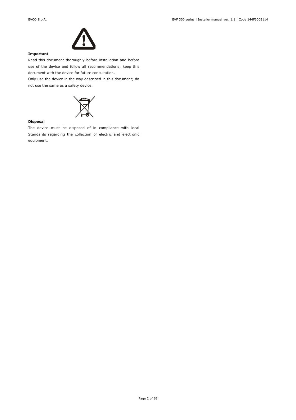 EVCO EVF328J9 User Manual | Page 2 / 62