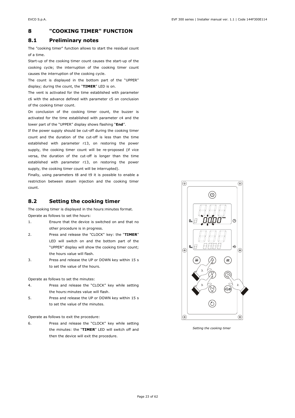 2 setting the cooking timer | EVCO EVF328J9 User Manual | Page 23 / 62