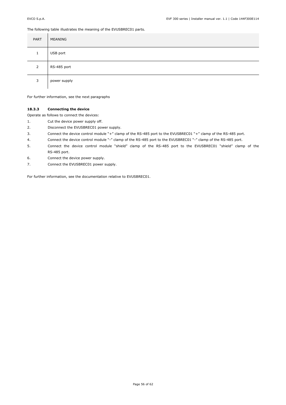 EVCO EVF328J9 User Manual | Page 56 / 62